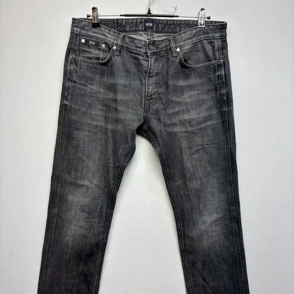 Hugo Boss Men Delaware Slim Fit Jeans Size 34x32 Black Denim D119 -16